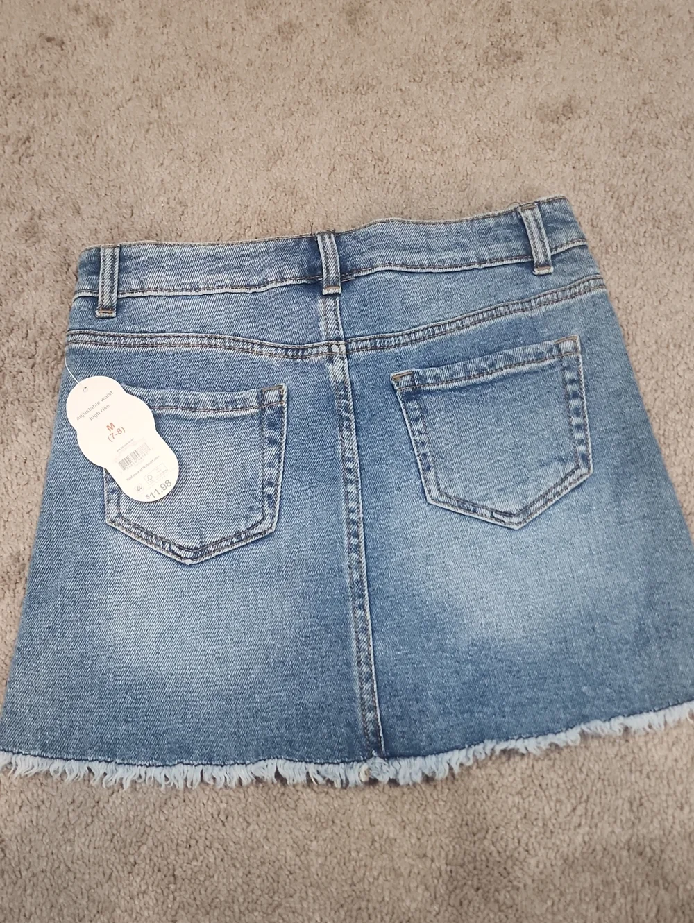 Wonder Nation Denim Mini Skirt with Frayed Hem M (7-8)
